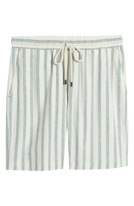 Shop Daniel Buchler Stripe Linen & Cotton Pajama Shorts In Moss Stripe