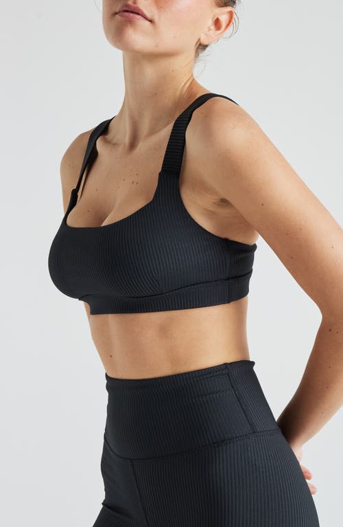 Shop Losano Renew Rib Square Neck Bra In Black