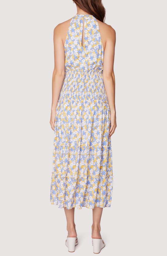 Shop Lost + Wander Dazzling Bloom Smocked Bodice Midi Dress In Light Blue Floral