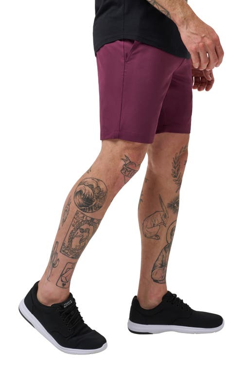 Shop Travismathew Drive-in Movie 8-inch Flat Front Stretch Shorts In Mauve Wine