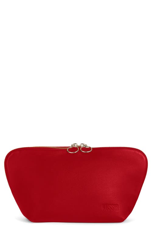 Signature Leather Makeup Bag in Candy Apple Red