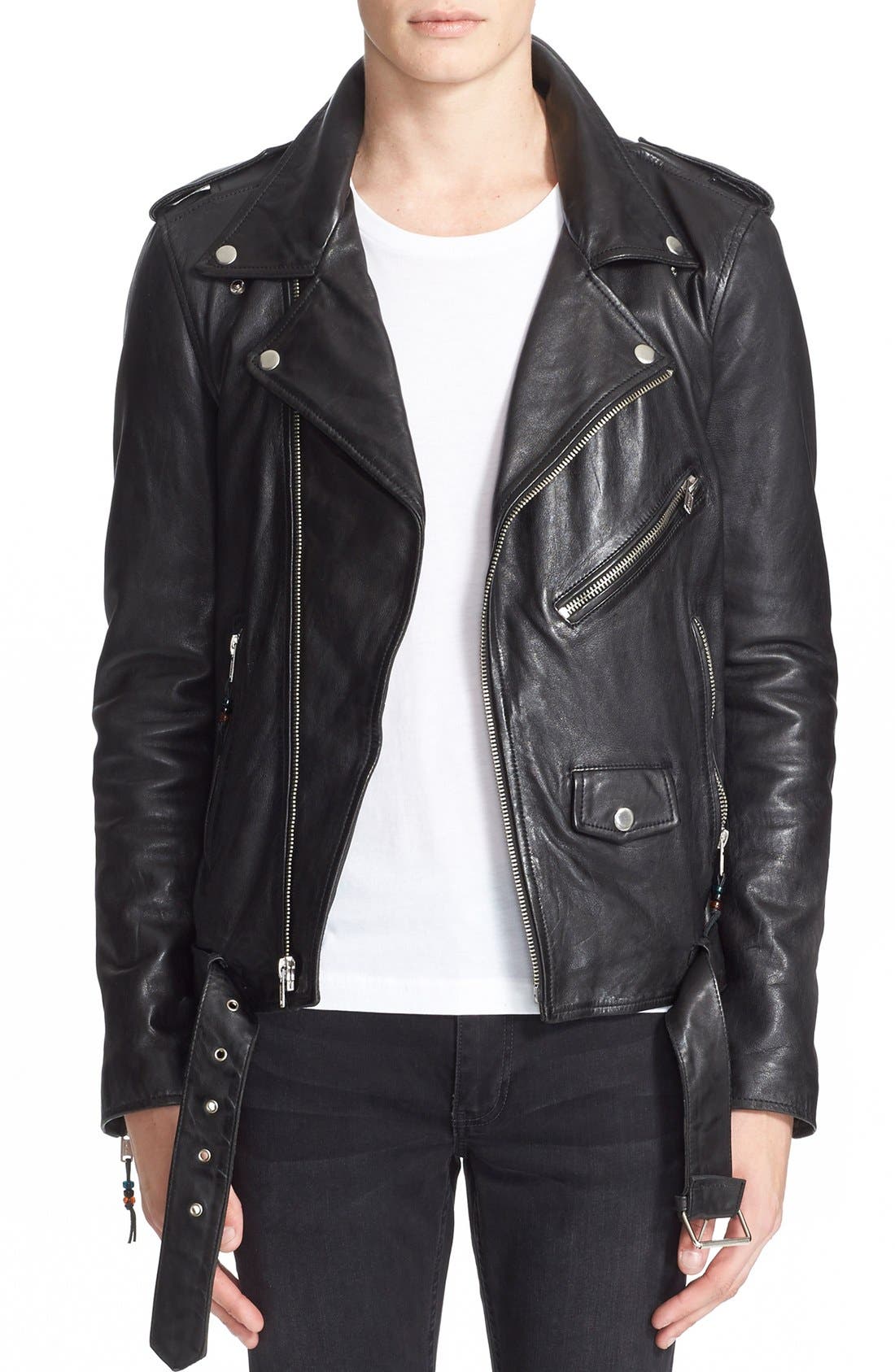 blk denim leather jacket