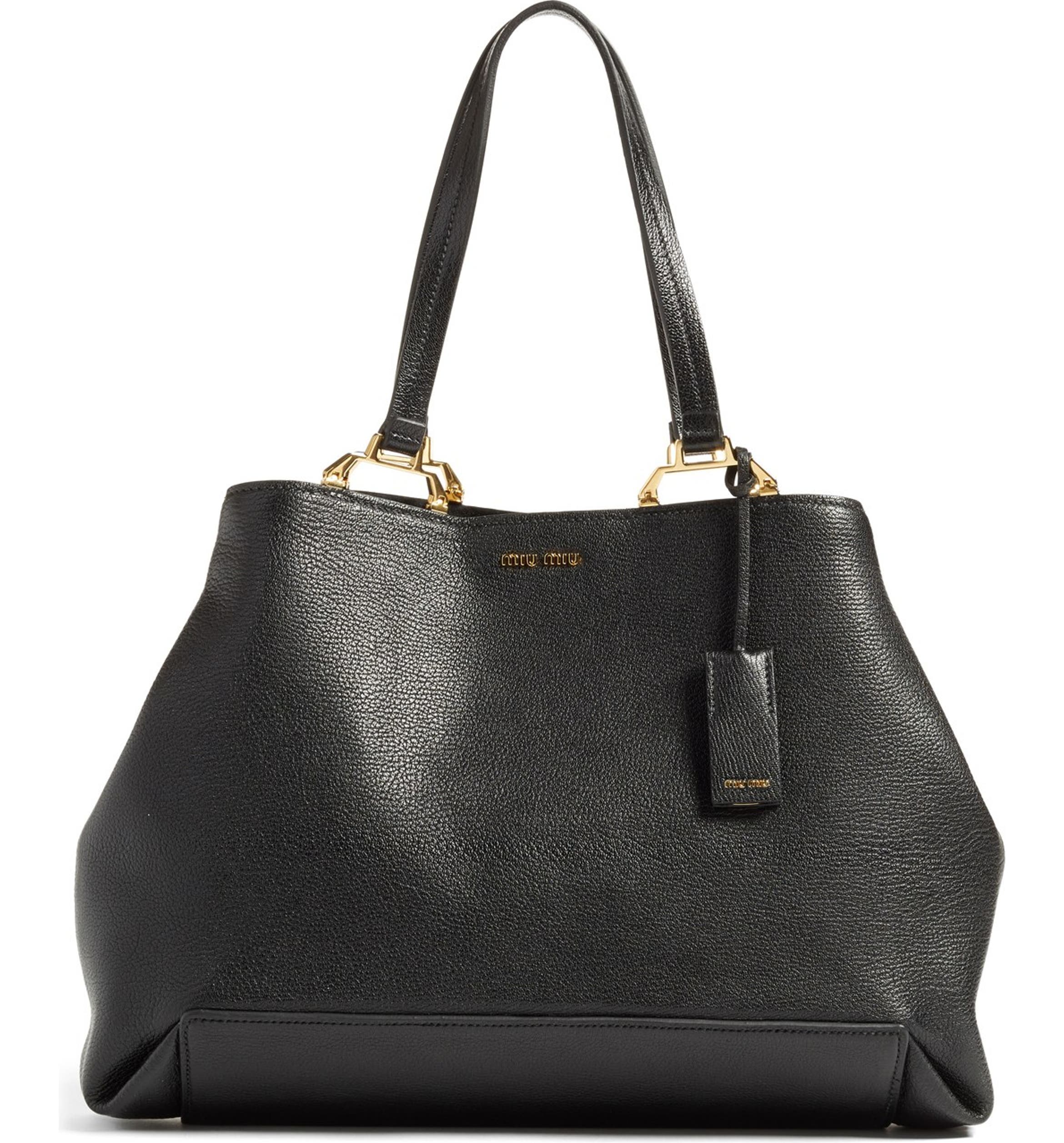 Miu Miu 'Madras' Goatskin Leather Tote | Nordstrom