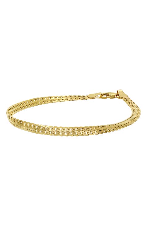 Vintage 14k White & Yellow Gold Popcorn Twist Chain Bracelet 