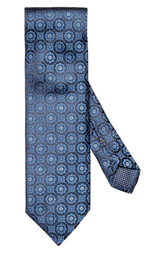 Shop Eton Floral Medallion Silk Tie In Dark Blue
