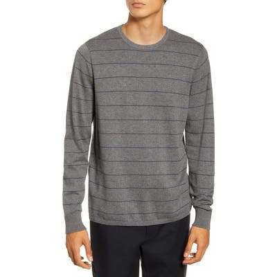 Calibrate Stripe Crewneck Sweater, Grey