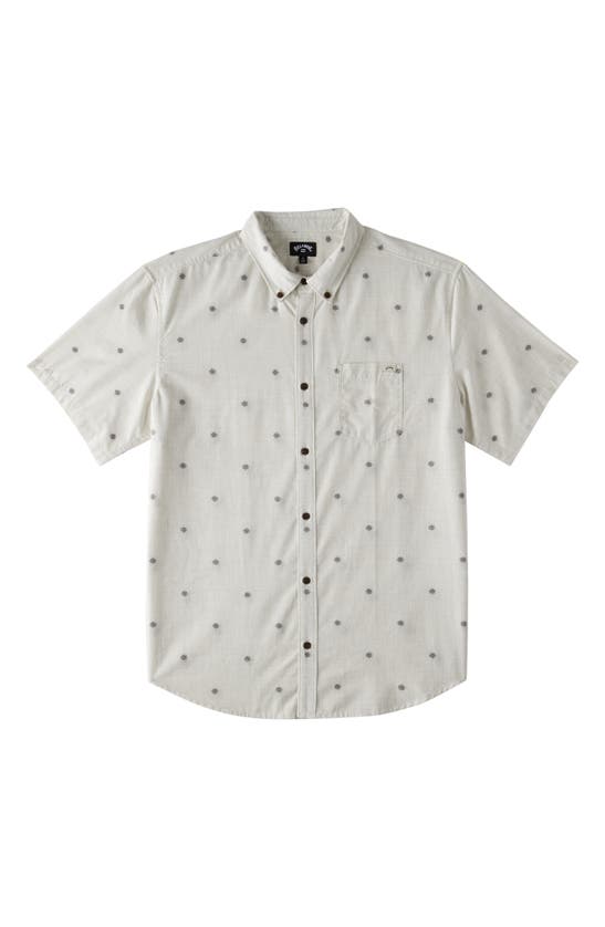Shop Billabong Kids' All Day Short Sleeve Jacquard Button-down Shirt In Chino