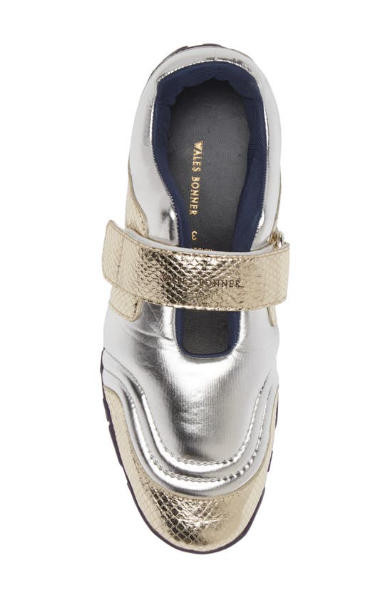 Shop Wales Bonner Metallic Mary Jane Sneaker In Lamb Print Snake Gold/ Silver