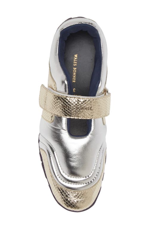 Shop Wales Bonner Metallic Mary Jane Sneaker In Lamb Print Snake Gold/silver