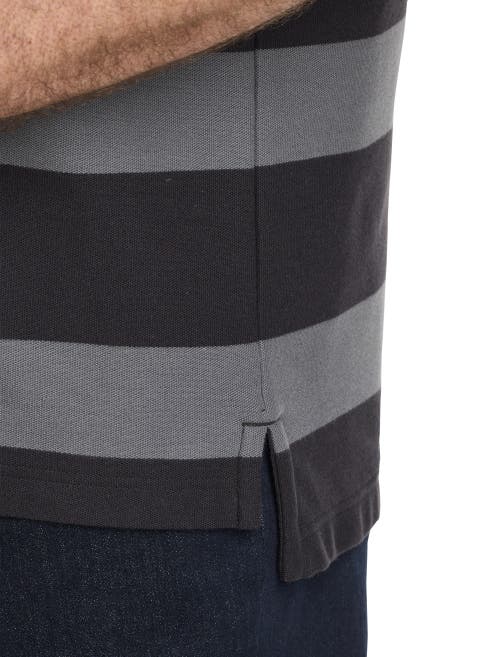 Harbor Bay By Dxl Striped Polo Shirt In Black Grey