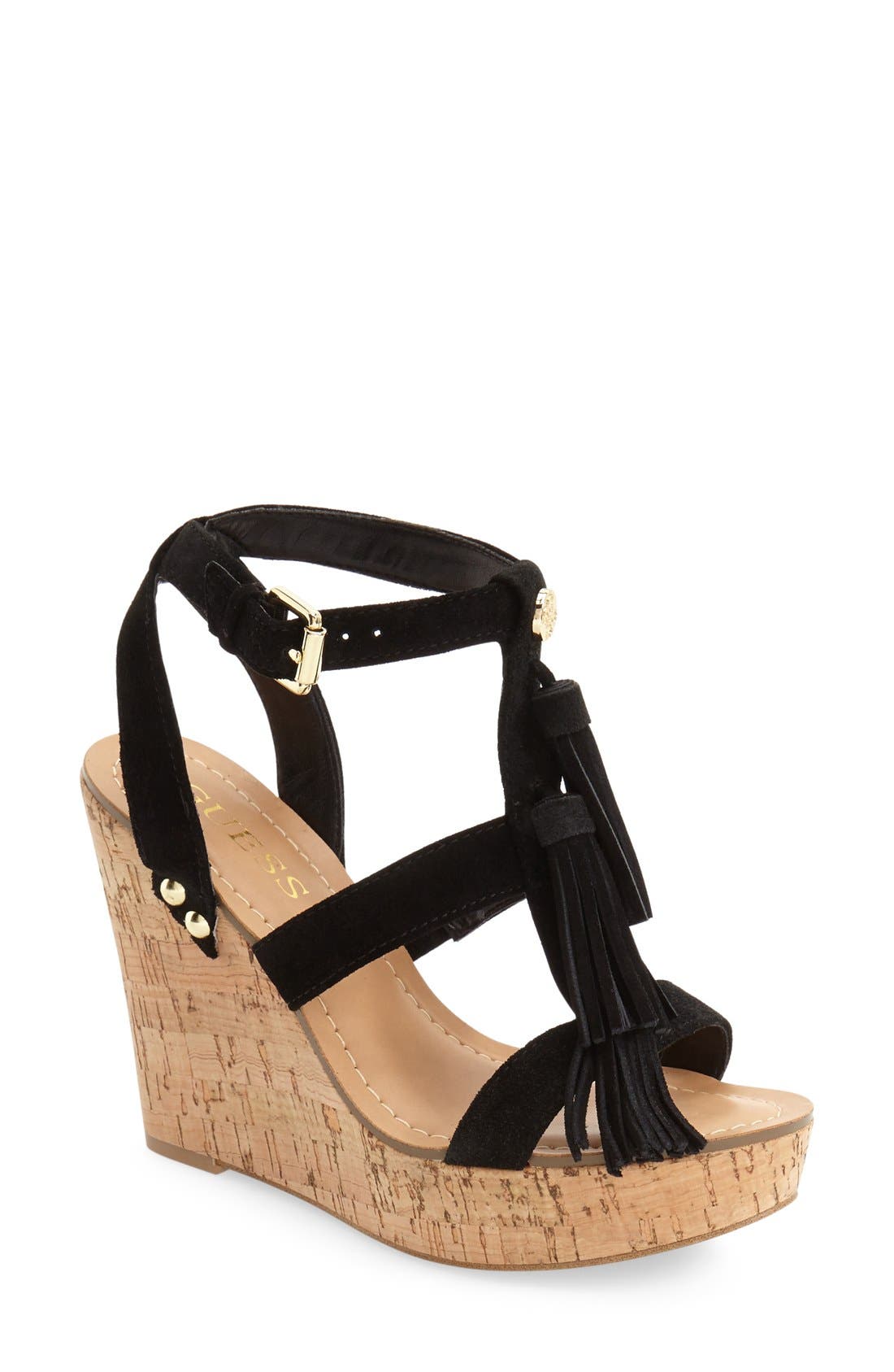 GUESS 'Heya' Tassel Cork Wedge Sandal (Women) Nordstrom