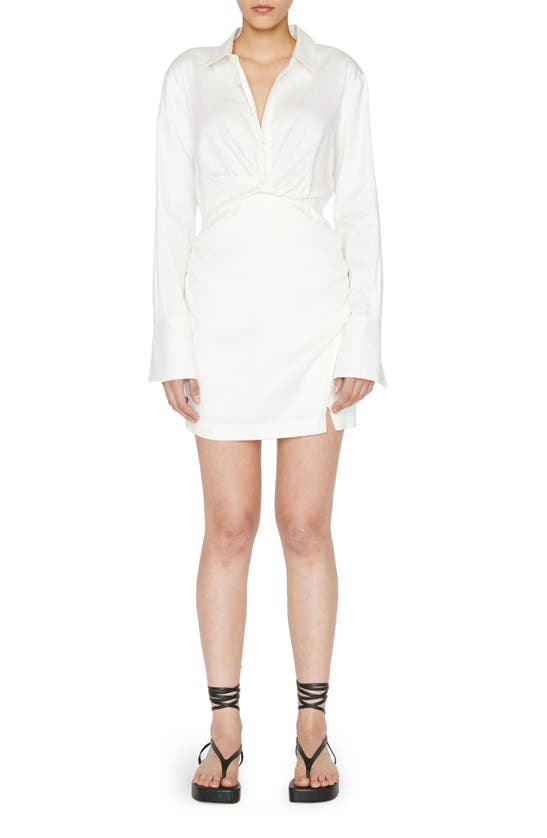 Frame Long Sleeve Twist Mini Dress Off White