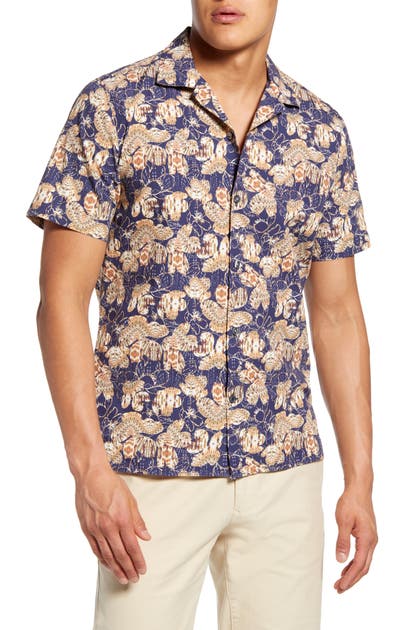 Nn07 Miyagi Slim Fit Short Sleeve Button Up Shirt In Navy Print Modesens Nn07 Miyagi Slim Fit Short Sleeve Button Up Shirt In Navy Print Modesens