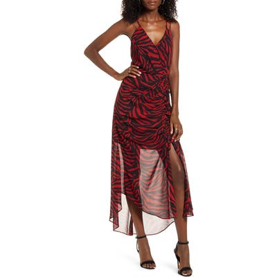 Wayf Krista Zebra Print Open Back Camisole Dress, Red