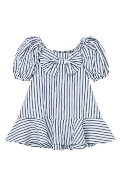Habitual Kids Stripe Puff Sleeve Dress in Blue Multi
