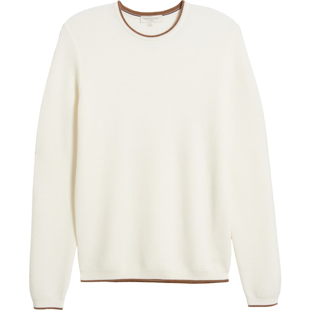 Jack Victor Belvedere Tipped Merino Wool Sweater In Ecru