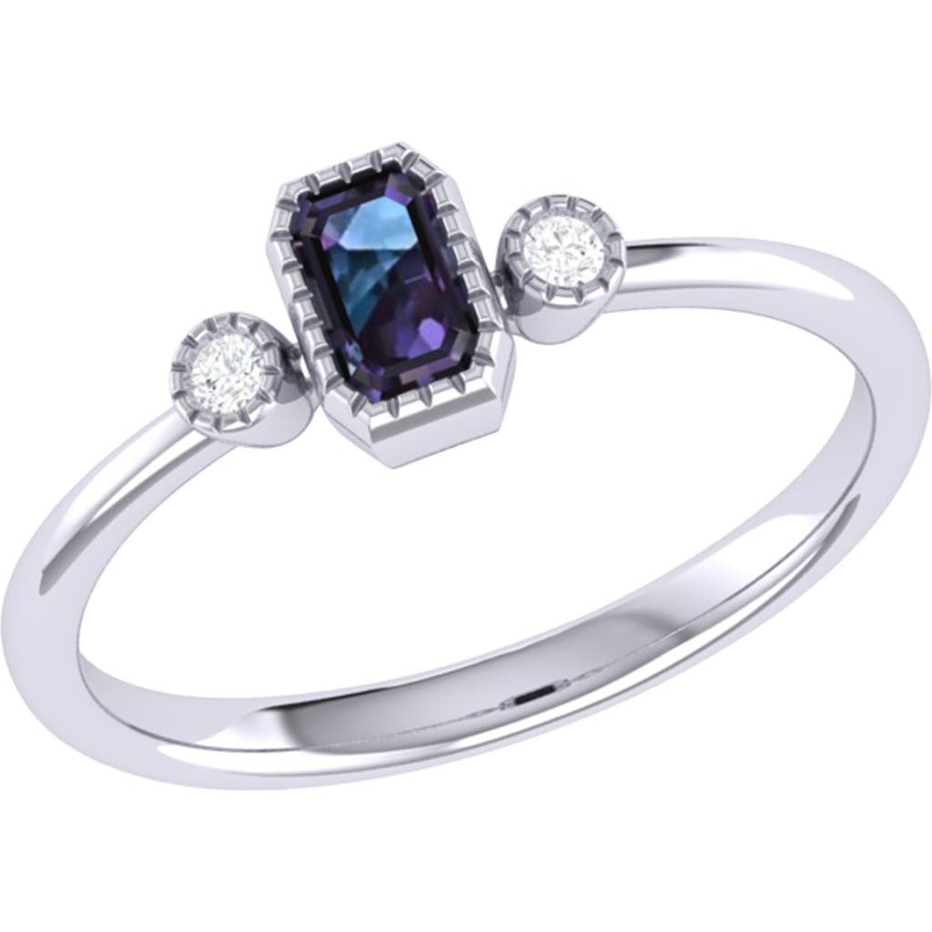 Luvmyjewelry Emerald Cut Alexandrite & Diamond Birthstone Ring In 14k Gold In White Gold