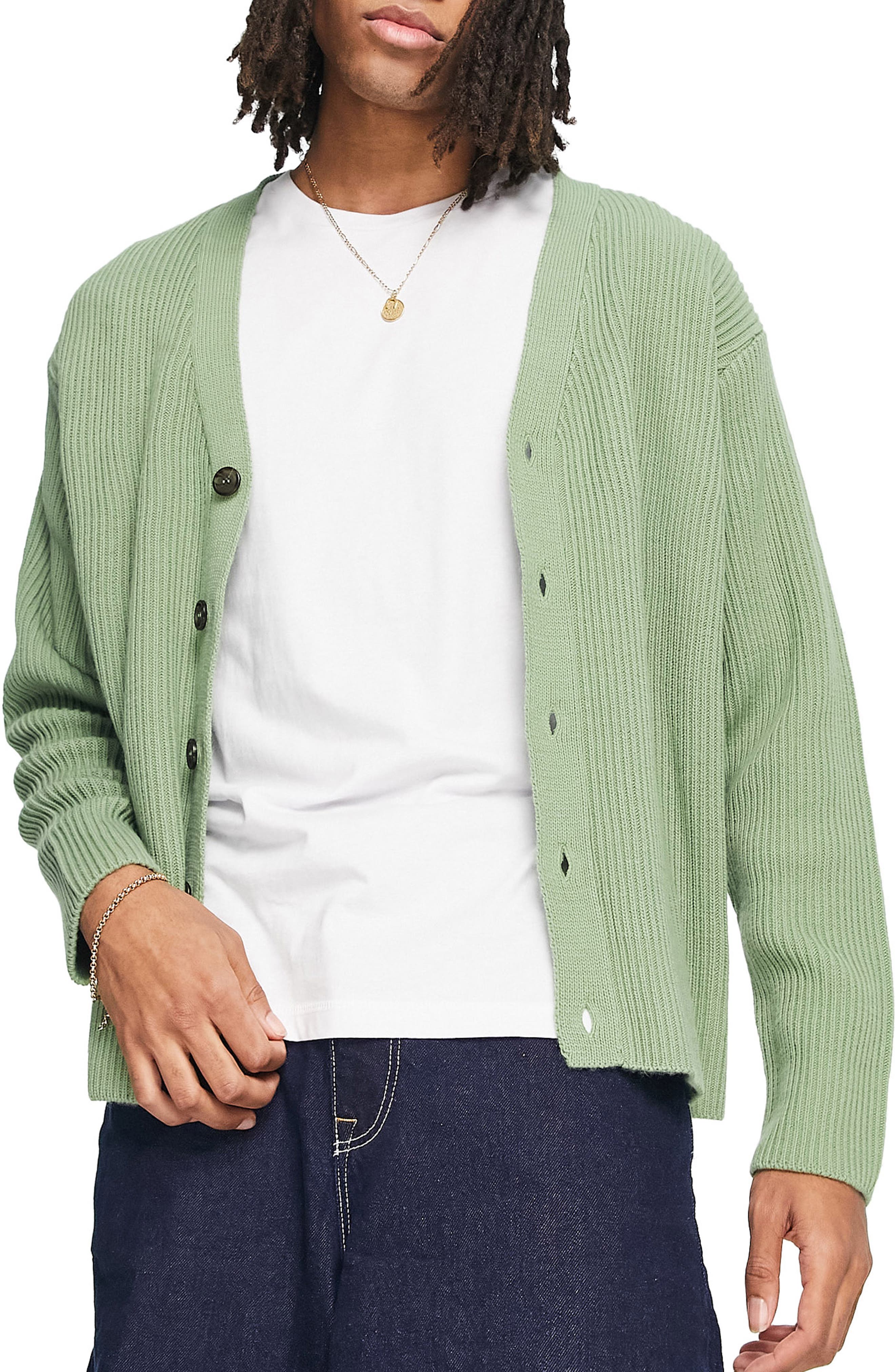 Mens Relax Fit Cardigan Sweater V-Neck Button Knitted Cardigan with Pockets