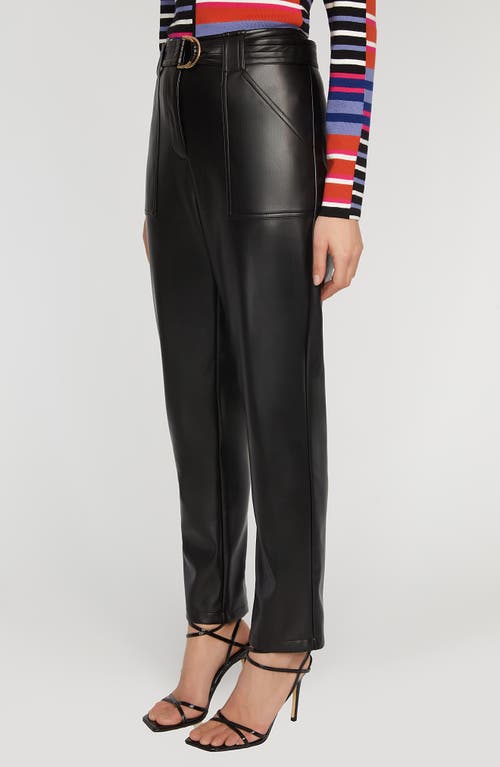 Shop Elie Tahari The Clea Belted High Waist Faux Leather Pants In Noir