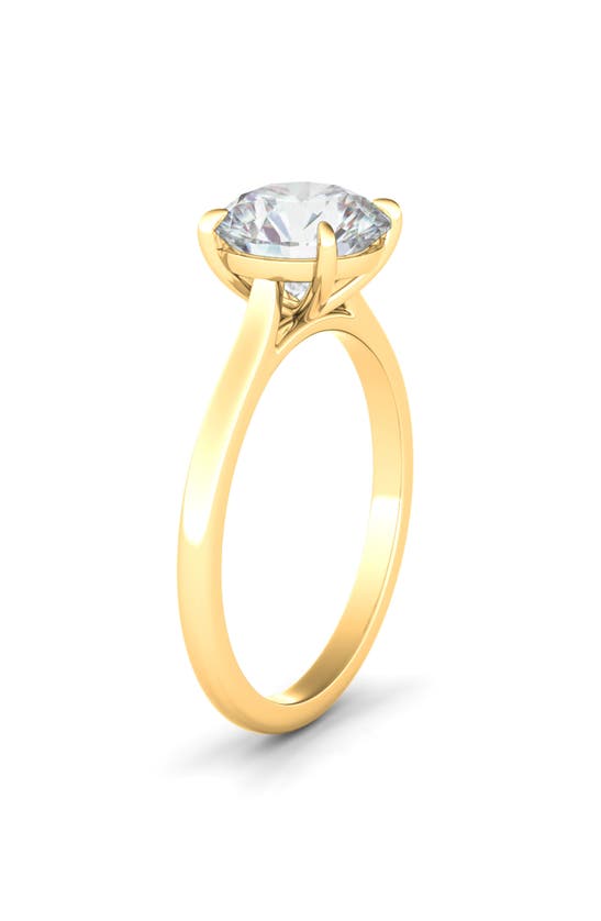 Hautecarat 18k White Gold Round Cut Lab Created Diamond Engagement Ring In 18k Yellow Gold