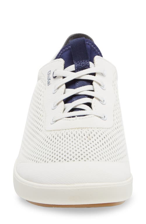 Olukai Punini Mens Leather Lifestyle Casual And Fashion Sneakers In Bright White/pacifica