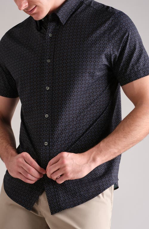 Shop Rhone Commuter Short Sleeve Performance Button-down Shirt In Navy Geo Print