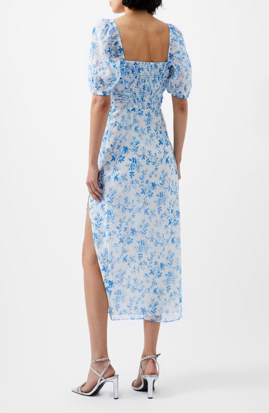 Shop French Connection Catrina Floral Ruched Midi Dress In Summer White