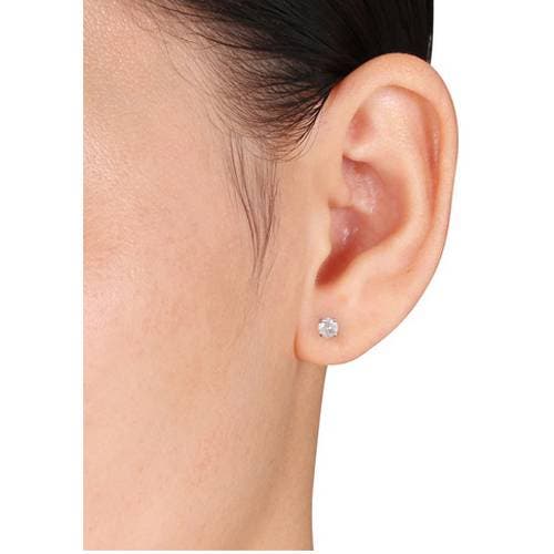 Bliss Diamond 1/2ct Round Diamond Studs Screw Back 14k Gold In 14k White Gold