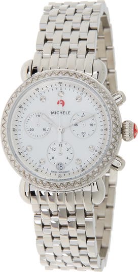 MICHELE Women s Diamond Accent Stainless CSX36 Watch 36mm 0.62