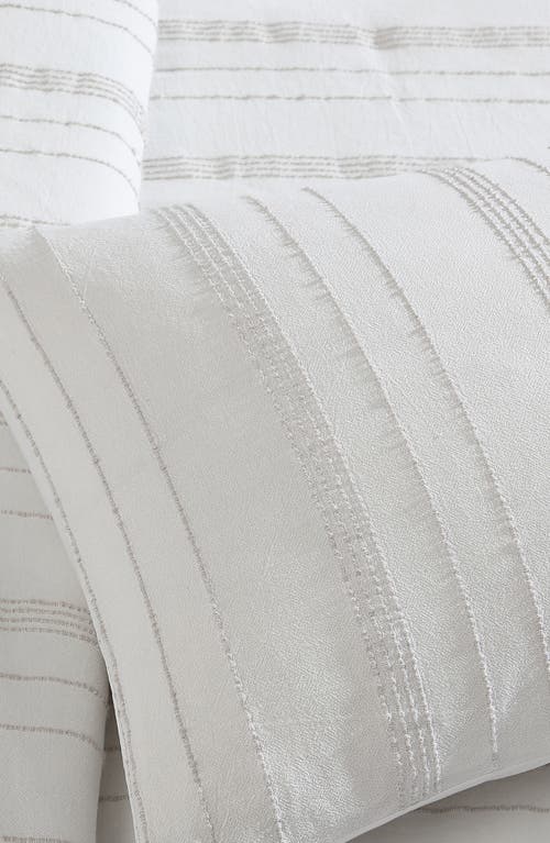 Tahari Mellie Stripe Cotton Comforter Set In White/grey