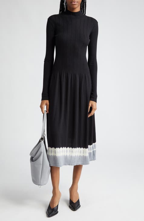 Lila Ombré Detail Long Sleeve Merino Wool Sweater Dress