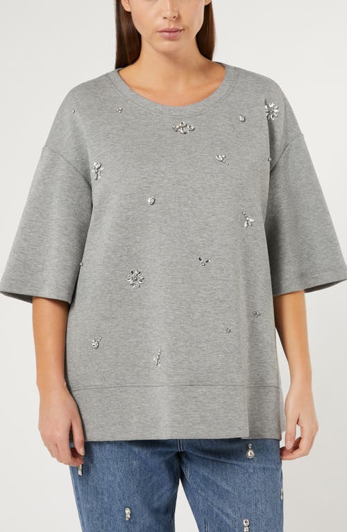 Shop Marina Rinaldi Rhinestone Sweatshirt In Light Grey