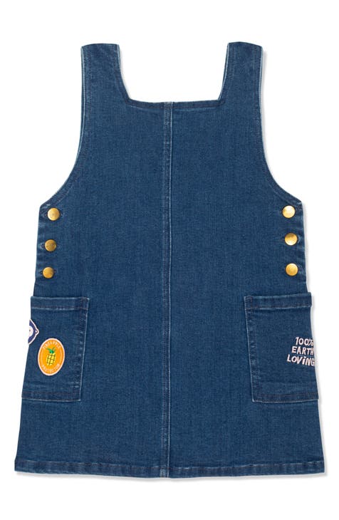 Twill Dungaree Dress - Dark denim blue/Denim blue - Kids