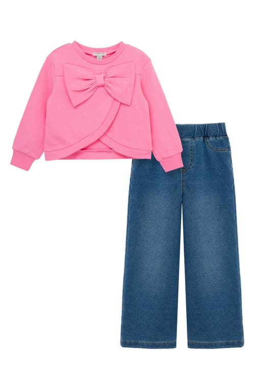 Habitual Kids Kids' Bow Long Sleeve Top & Jeans Set in Pink 