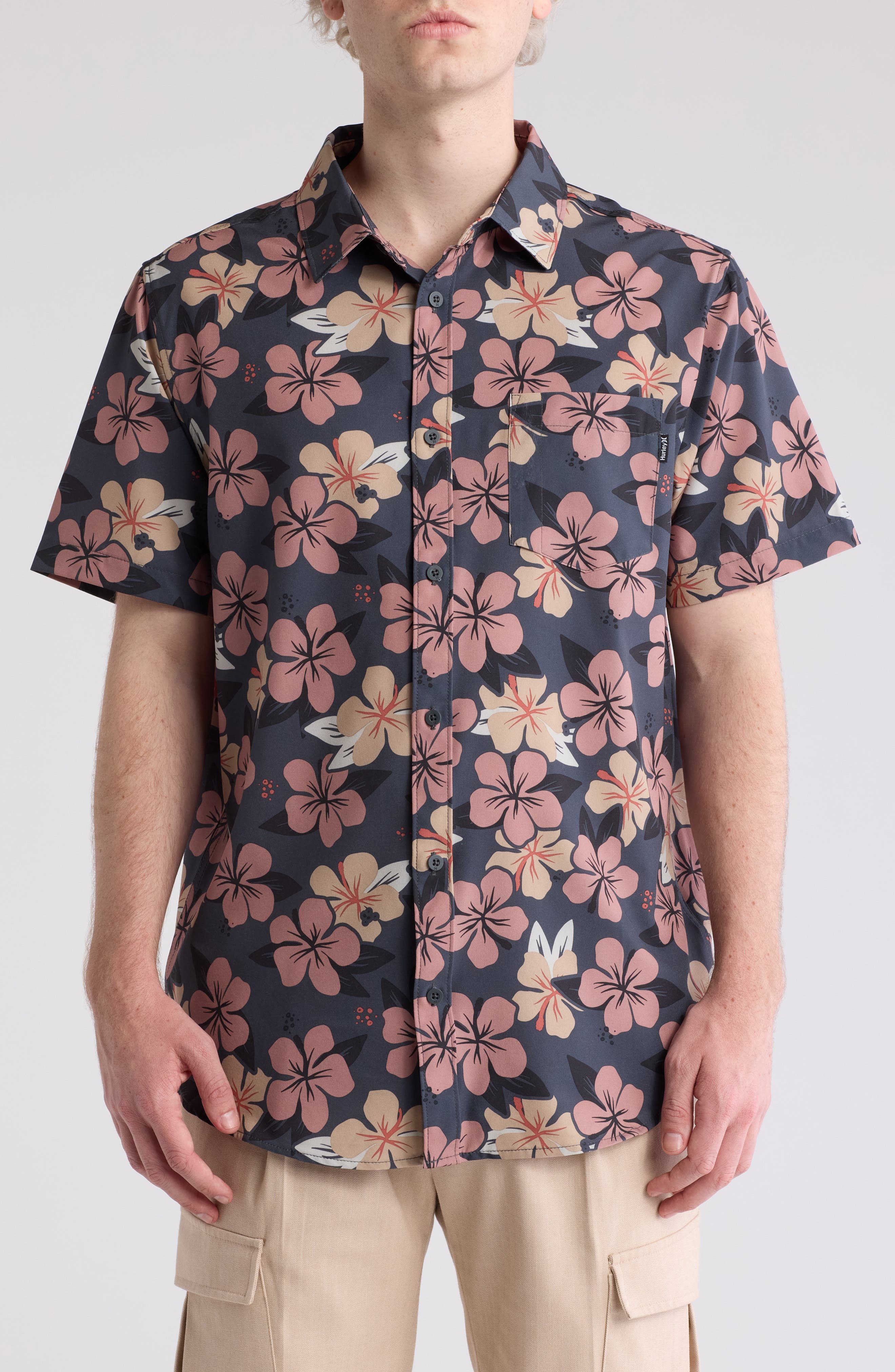 Herber Floral Print Short Sleeve Button-Up Shirt