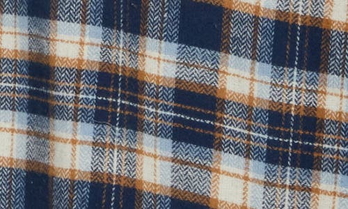 Ben Sherman Herringbone Plaid Flannel Button-up Shirt In Navy Blazer