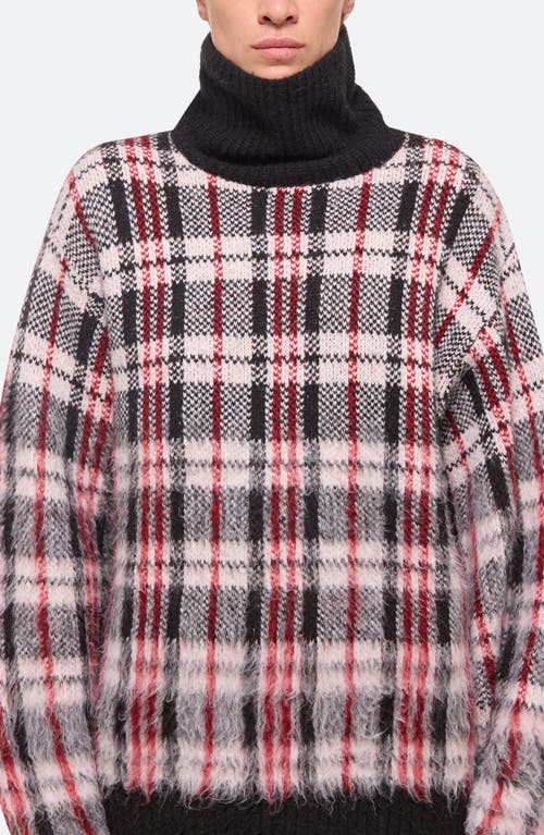 HELMUT LANG HELMUT LANG BRUSHED PLAID TURTLENECK SWEATER 