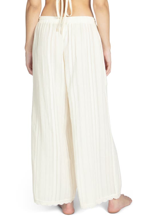 Robin Piccone Women's Jo Stripe Cotton Wide-leg Pants In Ecru