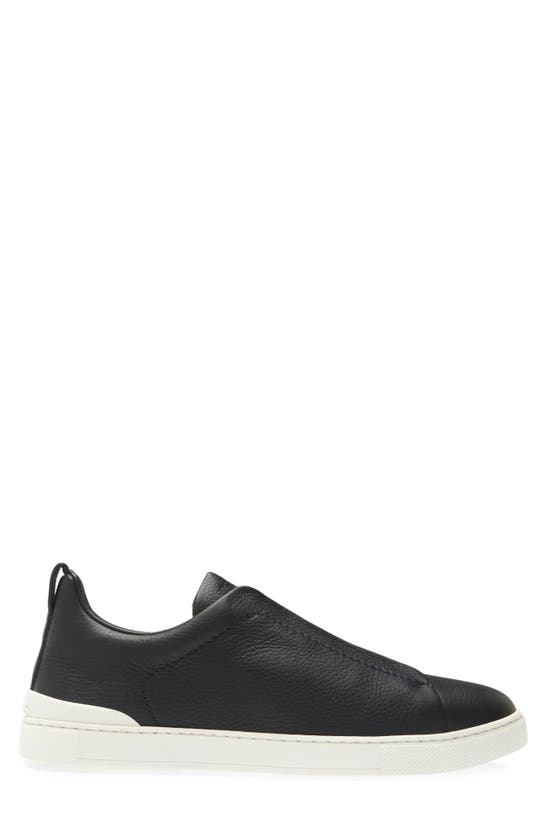 ZEGNA ZEGNA TRIPLE STITCH DEERSKIN LEATHER SLIP-ON SNEAKER