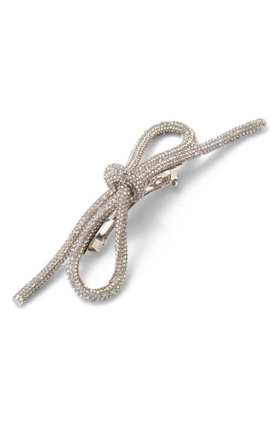 Shop Lelet Ny Sasha Crystal Bow Barrette In Rhodium