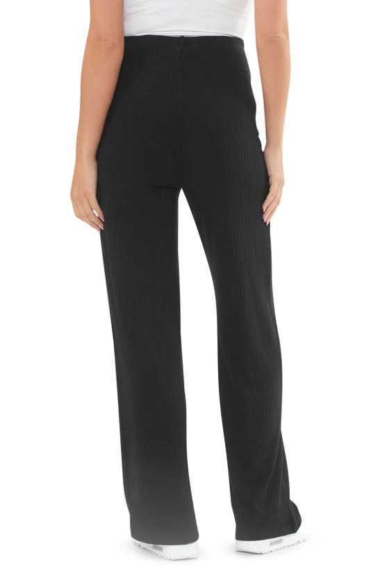 Shop Ripe Maternity Cindy Rib Straight Leg Maternity Pants In Black