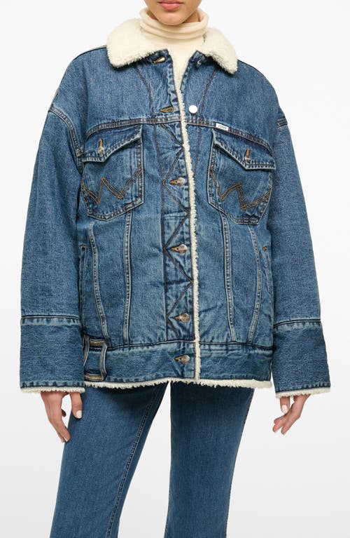 Shop Staud + Wrangler The Biggest Jean Jacket In Indigo Wash