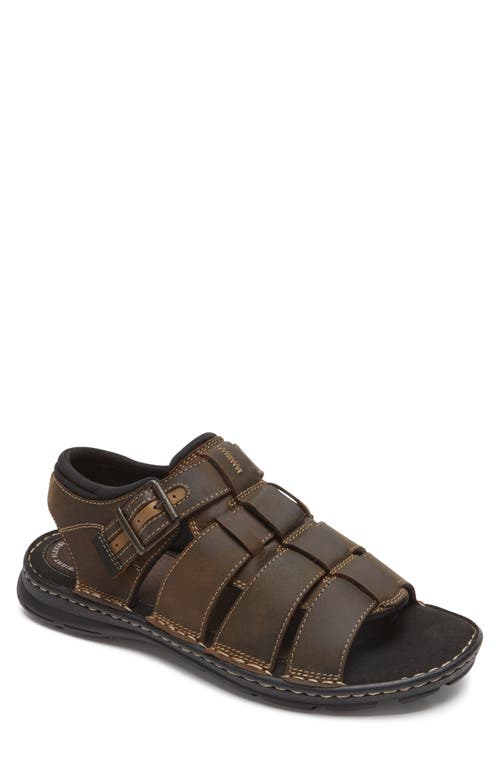 Darwyn Quarter Strap Sandal - Wide Width Available in Brown Leather