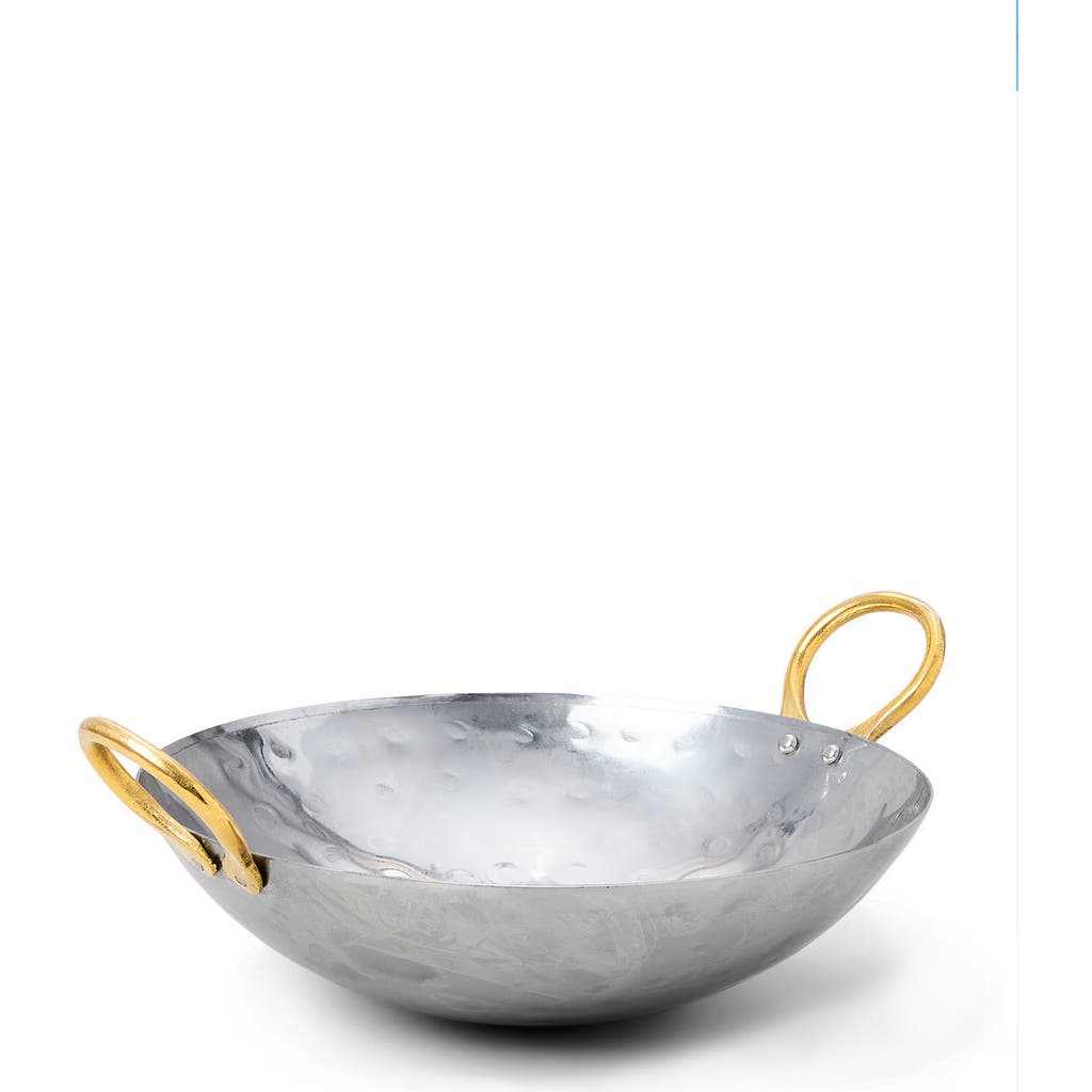 Verve Culture Kadai Rolled Steel Wok With Brass Handle 12"
