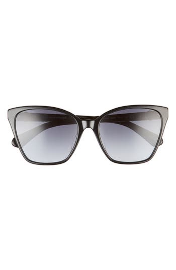 Kate Spade New York Amiyah 56mm Gradient Cat Eye Sunglasses In Black Gold/dark Grey
