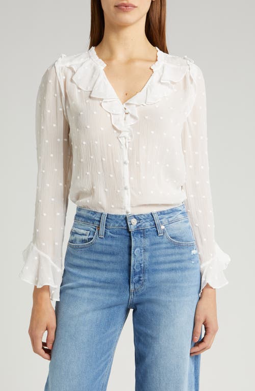 PAIGE Avina Long Sleeve Button-Up Top White at Nordstrom,