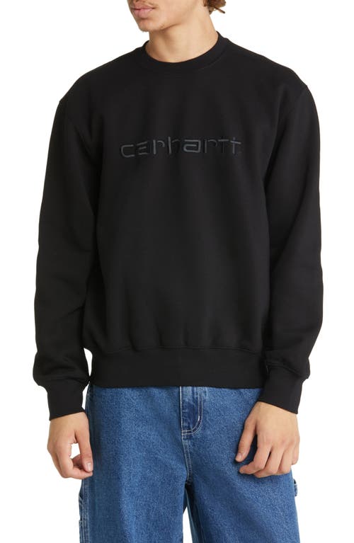 Carhartt Work In Progress Carhartt Men's Logo Crewneck Sweatshirt in Black /Black