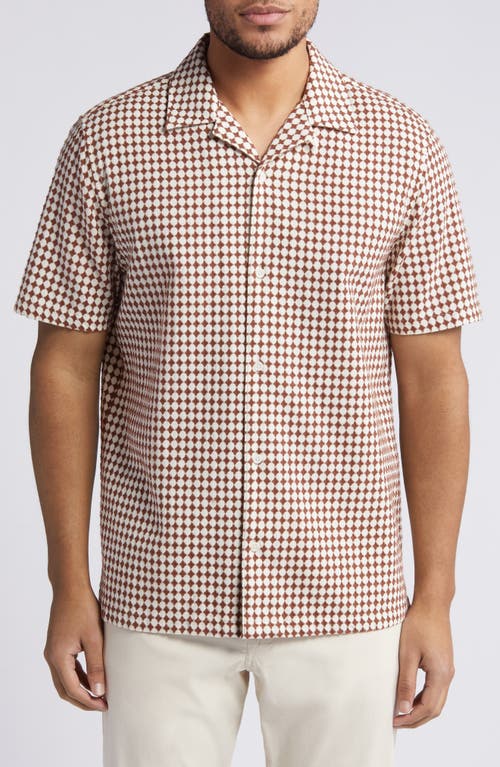 Oise Textured Cotton Camp Shirt in Brown