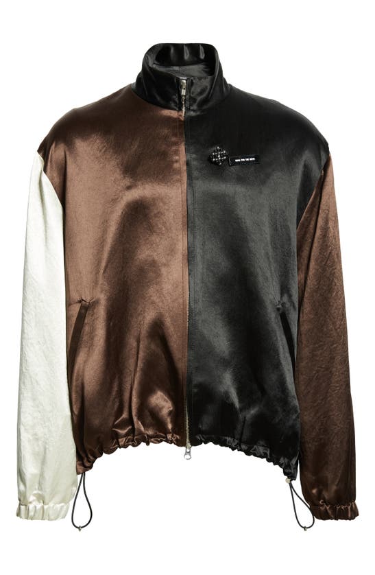 Song For The Mute Lad Colorblock Satin Jacket In Black