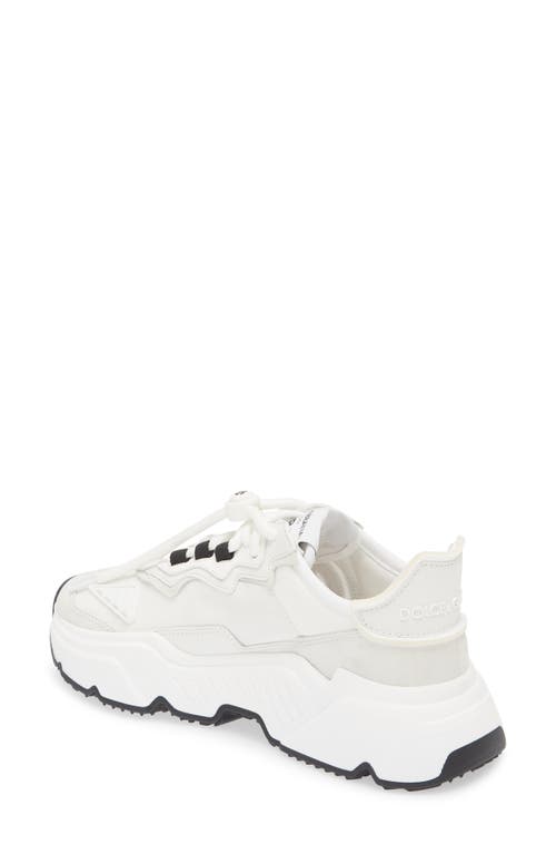 Dolce & Gabbana Woman Multicolor Fabric And Leather Daymaster Sneakers In White/black